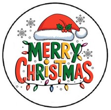MERRY CHRISTMAS LIGHTS SANTA HAT ENVELOPE SEALS LABELS STICKERS PARTY FAVORS