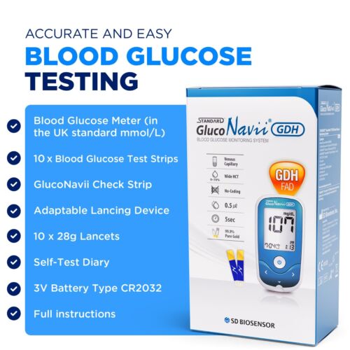 GlucoNavii Blutzuckermessgerät mg/dL Blutzuckermessgerät Testset für Diabetes - Bild 2 von 7