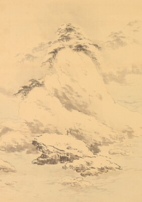 JAPANESE PAINTING LANDSCAPE HANGING SCROLL JAPAN VINTAGE Snow