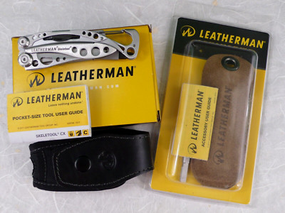 NIB LEATHERMAN SKELETOOL CX and LEATHERMAN BIT KIT with LEATHER SHEALTHS