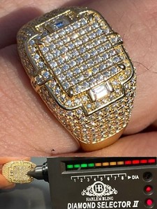 Authentic Mens MOISSANITE Ring Real 14k Gold Plated 925 Hip Hop Iced Passes Tester GRA
