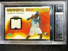 2004 PRISTINE WINNING WARDROBE Refractor Carmelo Anthony BGS 8.5 SSP #D /25