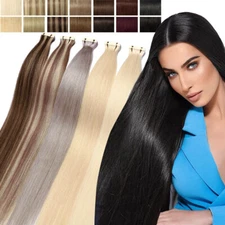 Any Color 8A Russian Super Remy Tape In Skin Weft 100% Human Hair Extensions