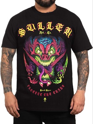 Sullen Men's hofer Badge Short Sleeve Standard T-shirt Tattoo Style Monster Tee