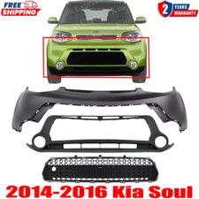 Front Bumper cover Primed & Grille With Lower Valance For Kia Soul 2014-2016