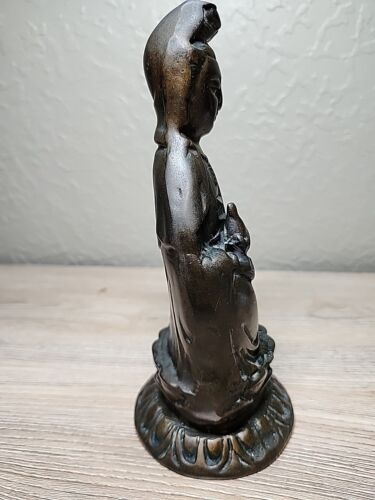 CHINESE BRONZE STATUE 18th C. QING DYNASTY KWANYIN GUANYIN BUDDHA Stamped Seal * - Picture 4 of 23