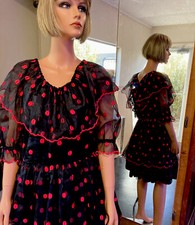 Barbaras Western black square dance dress with red embroidery trim