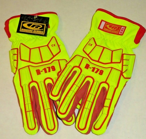 RINGERS GLOVES R179-12 Size 2XL Neon Yellow Red Super Hero Mechanics ...