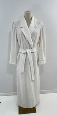 VTG Evelyn Pearson Fleece Robe 60s White Ivory Womens M Attached Belt Ribbed USA
