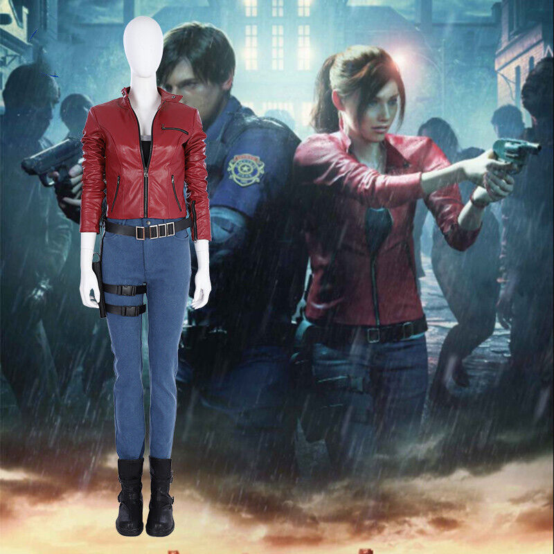 Buy Womens Claire Redfield Resident Evil Red Moto Leather Jacket