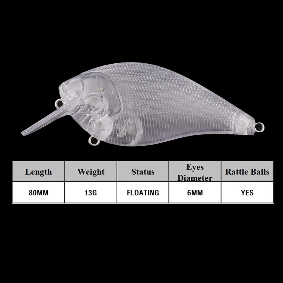 20PCS 8cm 13g  Square Bill Crankbait Unpainted Bait Blank Fishing Lure model - Image 2 of 4