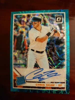 CHRIS SHAW 2019 OPTIC ON CARD ROOKIE AUTO TEAL VELOCITY RATED ROOKIE CARD #21/35