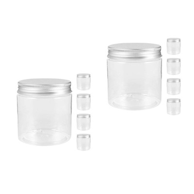  10 PCs Mini Clear Plastic Gläser mit silbernen Aluminiumdeckel breites Mundglas