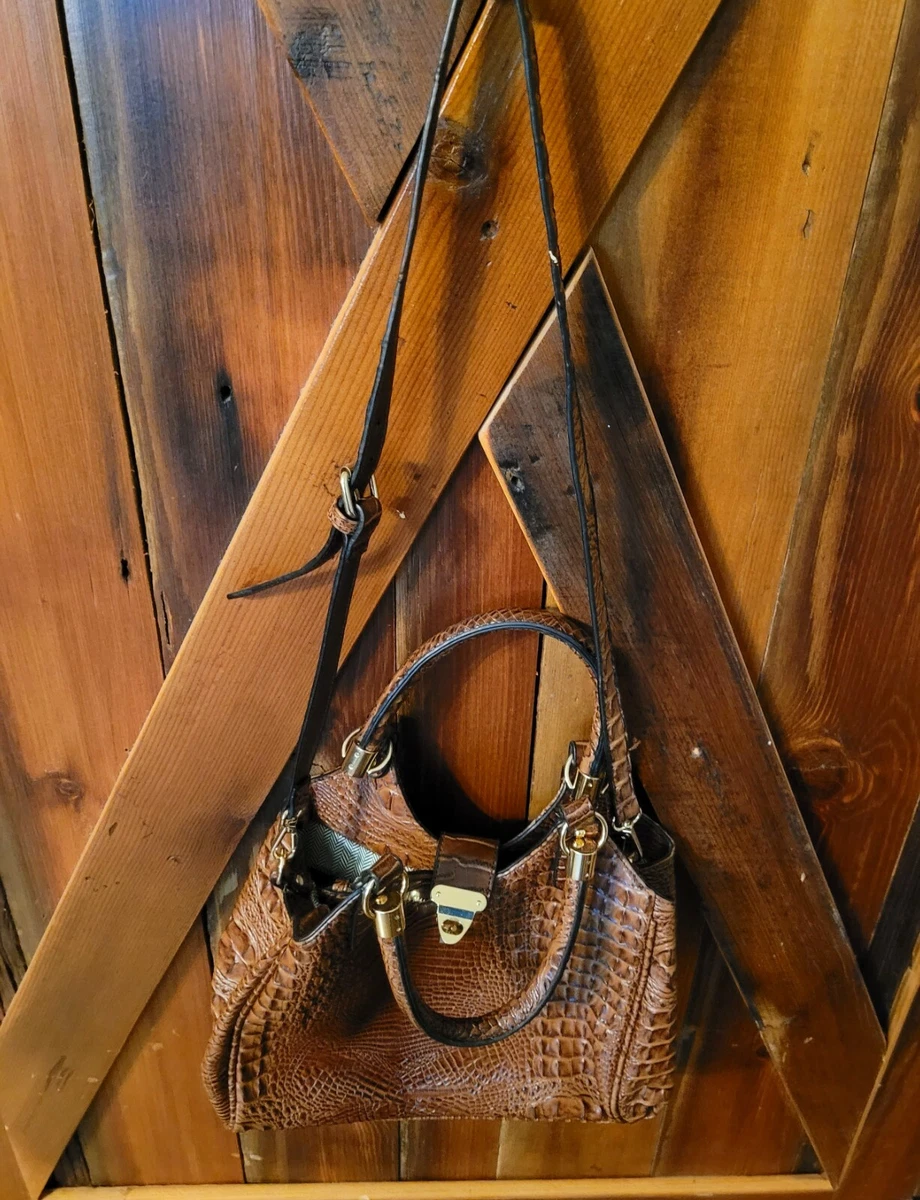Kate and Alex Cuffaro Italian Design Brown Embossed Croc Faux Leather Bag