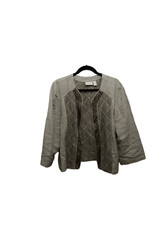 Chico's Women's Cream Open Front with Stud Detail Linen Jacket Size 2 L