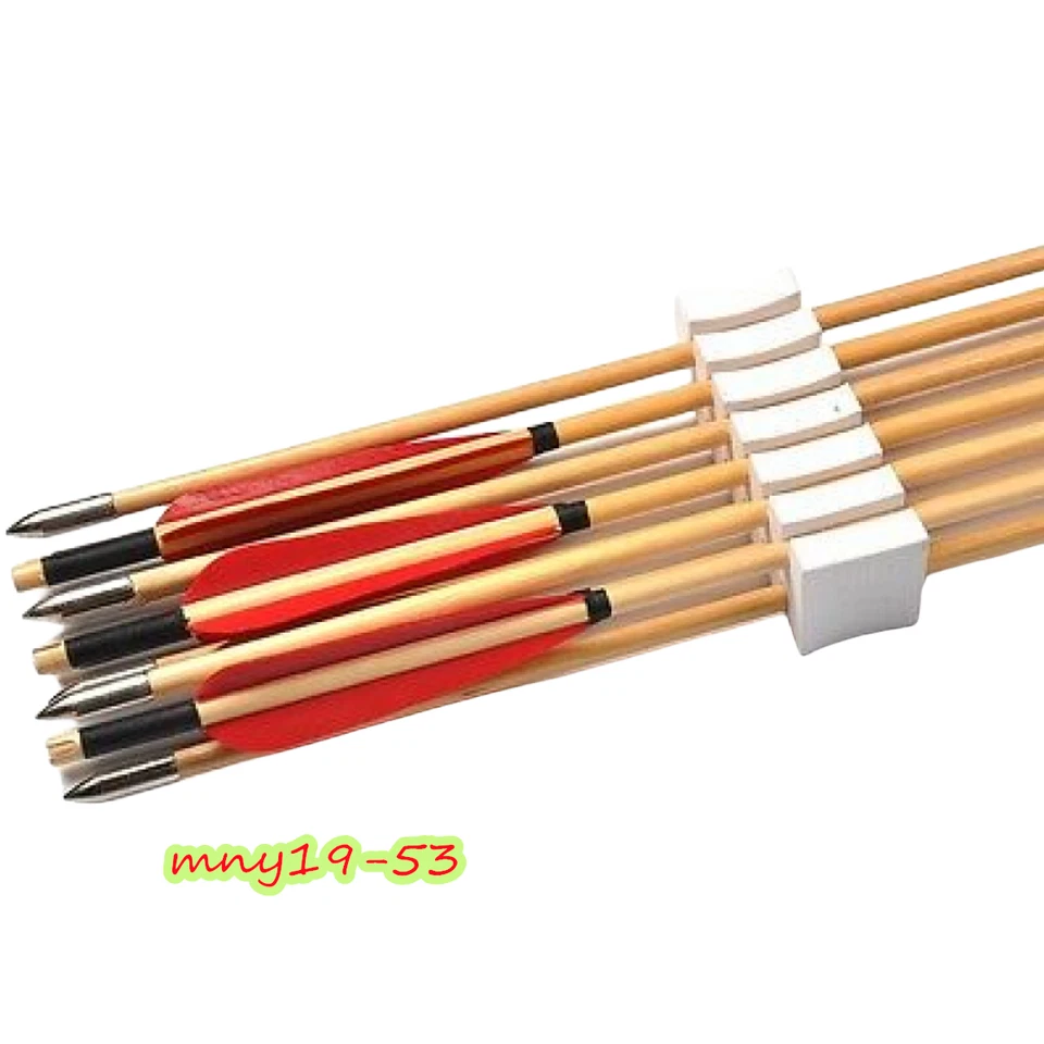 6Pcs Archery Hunting 31.5" Wooden Shaft Arrows Turkey Feather Shooting Practice - Image 3 of 4