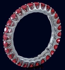 1.43CT AAA RUBY 14KT WHITE GOLD 3D CLASSIC SHARED PRONG ETERNITY FUN LOVE RING