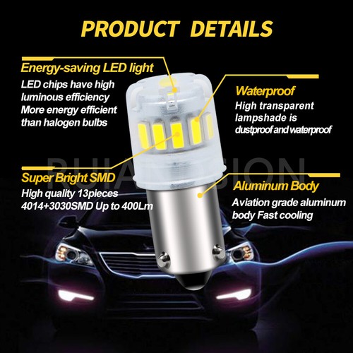 1pair White 10-30V BAY9S H21W LED Bulb For Reverse Backup Side Maker Light Bulb - Picture 3 of 9