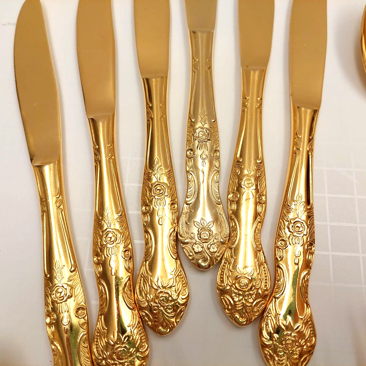 ロレー　ゴールドプレート　47mm 　4本セット Stanley Roberts Gold Stainless Flatware Set Charles IV x6 | eBay