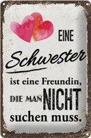 Blechschild Spruch Schwester Ist Eine Freundin Herz 20X30 Cm Schild Tin Sign