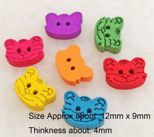 100Pcs Flower shape Wood Button 2 Holes Mixed Color Sewing DIY Crafts Znk220 - Picture 2 of 5