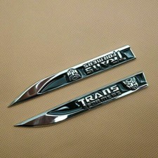 Pair Black Transformers Autobot Fender Emblem Blade Badge Metal Sticker Decal Pair Black Transformers Autobot Fender Emblem Blade Badge Metal Sticker Decal