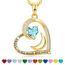 Gold Necklace for Women-Heart Necklace for Women Birthstone Necklace for Wome...