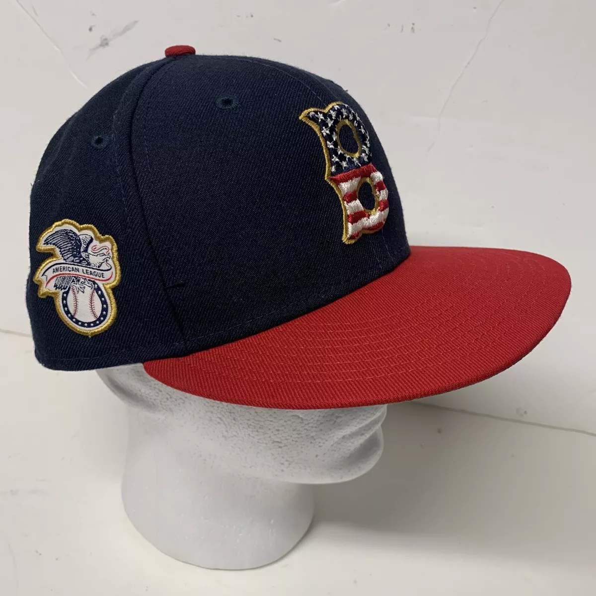 Rare New Era Boston Red Sox American Flag Logo 59Fifty Fitted Cap