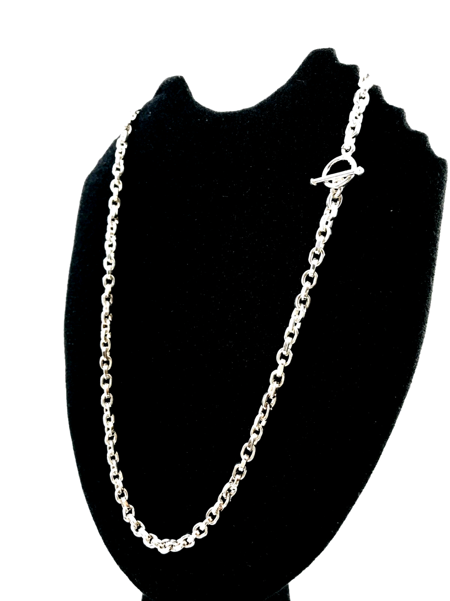 アクセサリー MEXICO MADE SILVER925 FLAT LINK NECKLACE Genuine 925 Sterling Silver Taxco Mexican Cable Link Chain