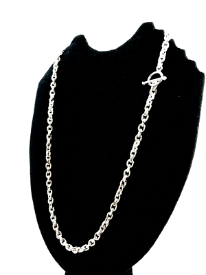 アクセサリー MEXICO MADE SILVER925 FLAT LINK NECKLACE Genuine 925 Sterling Silver Taxco Mexican Cable Link Chain