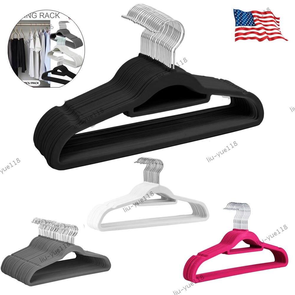 50 Heavy Duty Velvet Hangers Non Slip Closet Organizer Space Saving USA Made Pack of 50-image