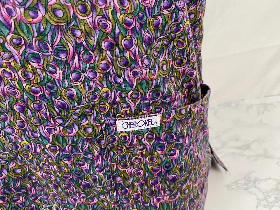 Cherokee Inspired Comfort Short Sleeve Scrub Top Womens XS V Neck Purple P1 - Image 2 of 4