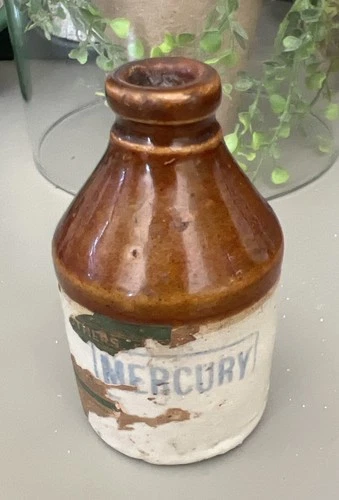 Red Wing Stoneware Mercury Jug Partial Label