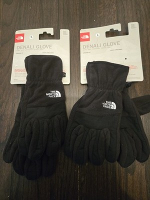 THE NORTH FACE WOMENS DENALI BLACK GLOVES NWT LOT OF 2 SMALL AND LARGE MSRP $60