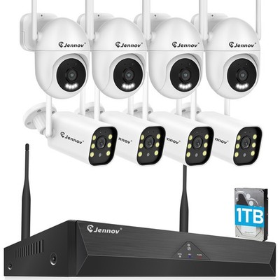 Jennov 2.4/5G WiFi Security Camera CCTV System 1TB HDD 5MP 10CH NVR 24/7 Record