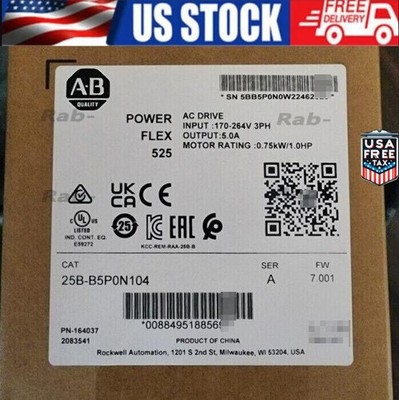 AB 25B-B5P0N104 PowerFlex 525 AC Drive 0.75KW 1.0HP In Stock 1PCS