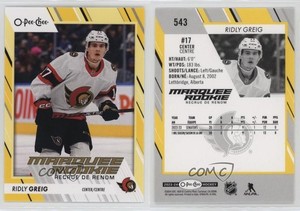 2023-24 O-Pee-Chee Marquee Rookie Yellow Border Ridly Greig #543 Rookie RC