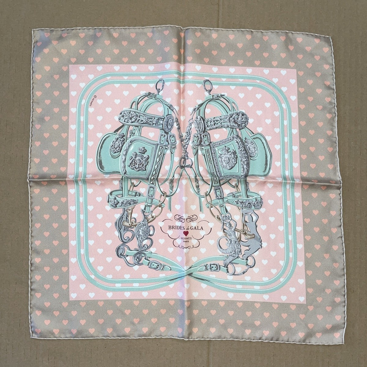 Hermes Silk scarf Pocket Square Handkerchief 45 Gavroche Brides De