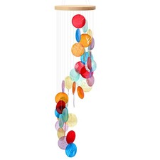 Sea Glass Shell Wind Chimes for Outside Seaglass Capiz Windchime Spiral Wind ...