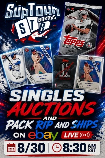 $2 singles auctions! Multi sport hobby box packs rip and ships!