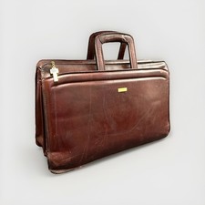 Jack Georges Briefcase Cognac Brown Leather Double Handle Top Zip Professional