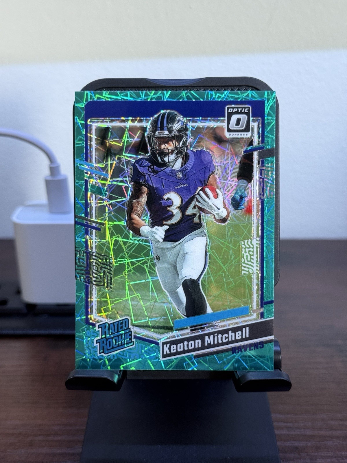 2023 Donruss Optic Keaton Mitchell Teal Velocity Prizm Rated Rookie #207