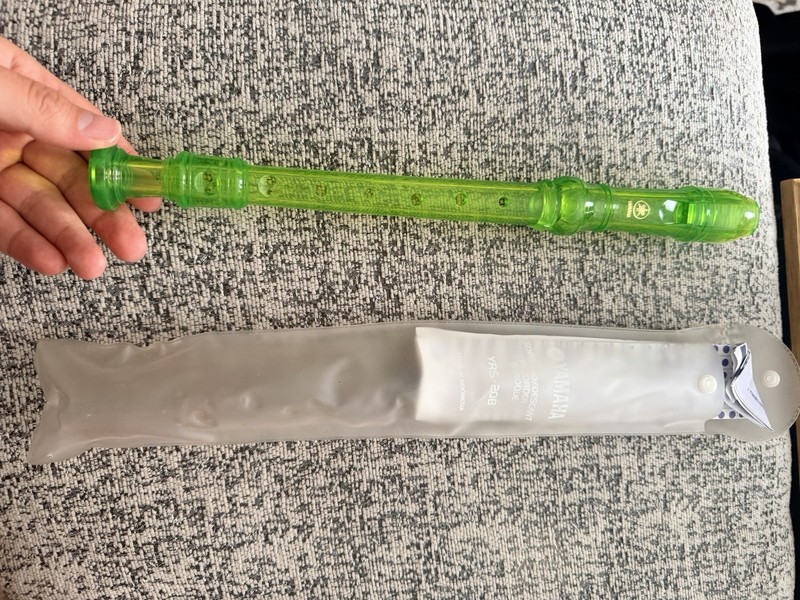 Green Soprano Recorder Instrument Fingering 8 Hole for Beginners Kids Student