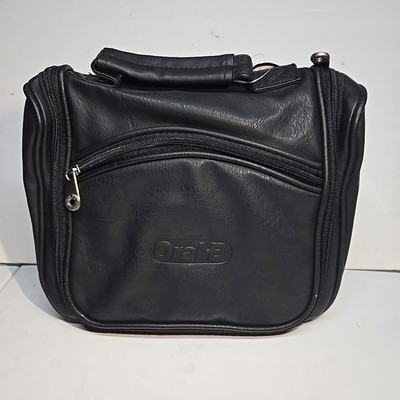 Oral-B Leather Travel Toiletry Bag Zipper Case Organizer Portable Hanging Bag