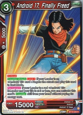 Android 17 Finally Freed Rare Fighter's Ambition BT19 026 NM