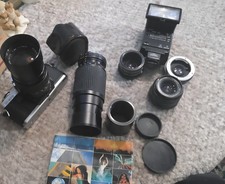 Minolta X-370 Film Camera Kit w/ 28mm 135mm 80-205mm Lenses Flash Bag