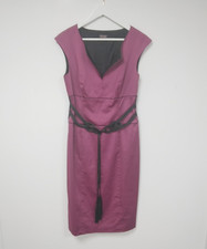 Ladies Phase Eight Pink & Black Sleeveless Fitted Dress c/w Piping Detail UK 12