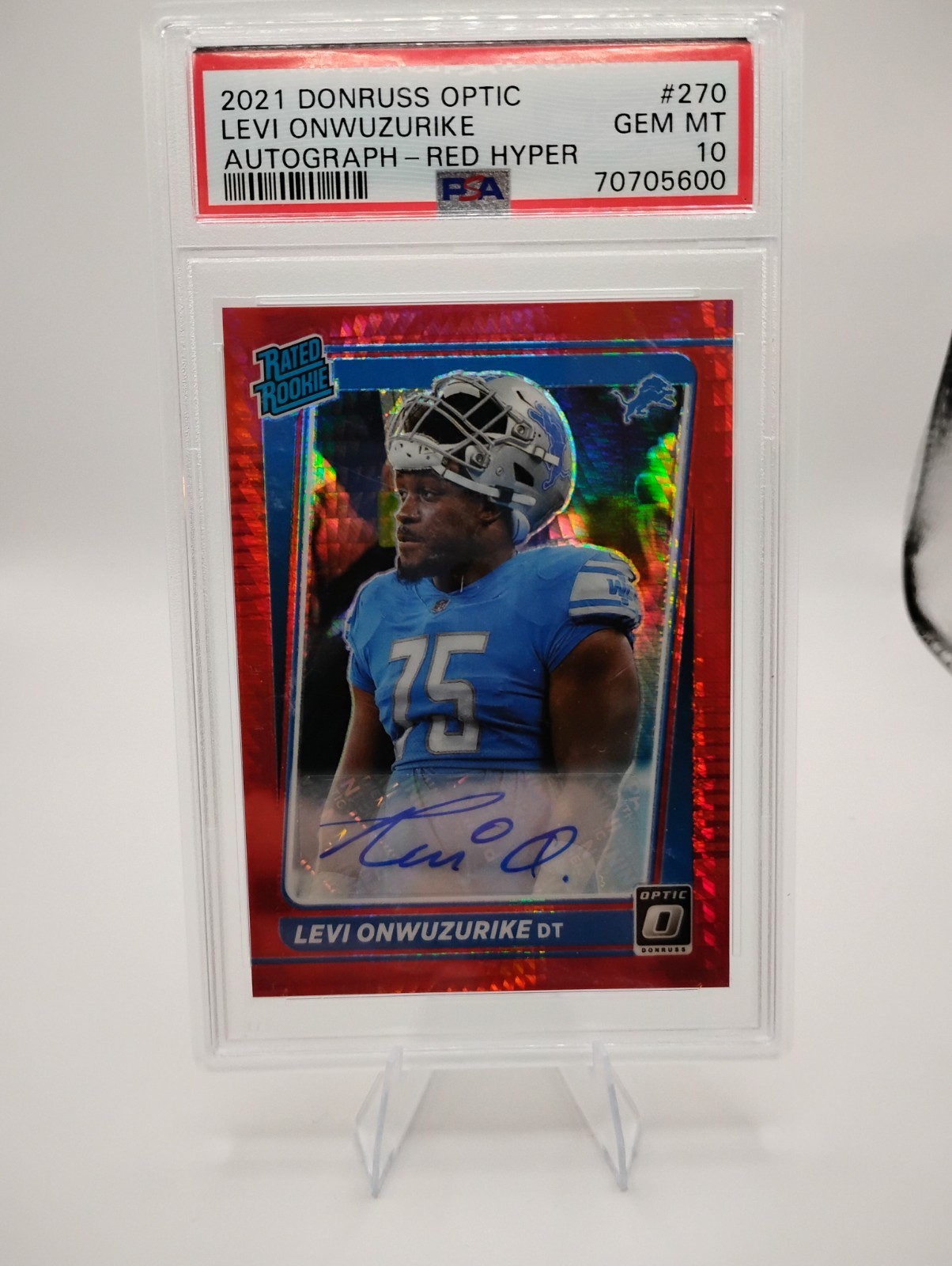 Levi Onwuzurike Panini Donruss Optic #270 Autograph-Red Hyper