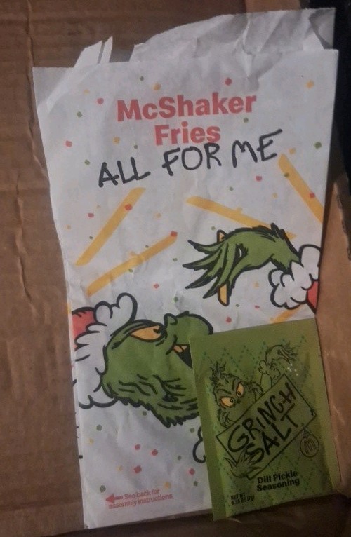 McDonalds - 2025 - The Grinch Meal - Grinch Salt and Shaker Bag