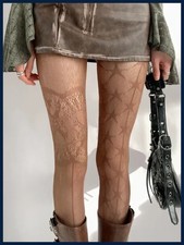 New Design Coffee Tights Punk Women Sexy Fishnet Stockings Gothic Lolita